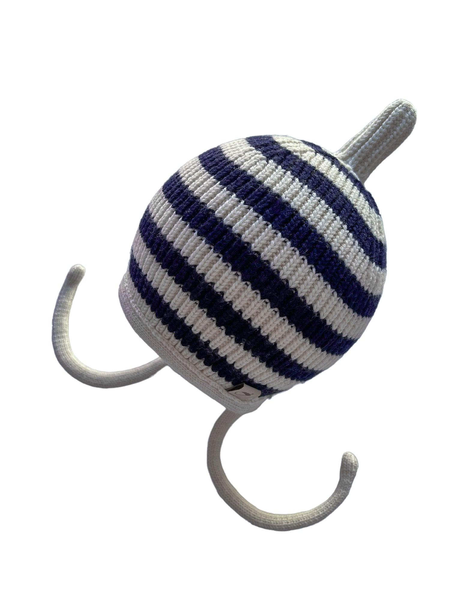 Kindermütze PINNI weiß/blau gestreift
