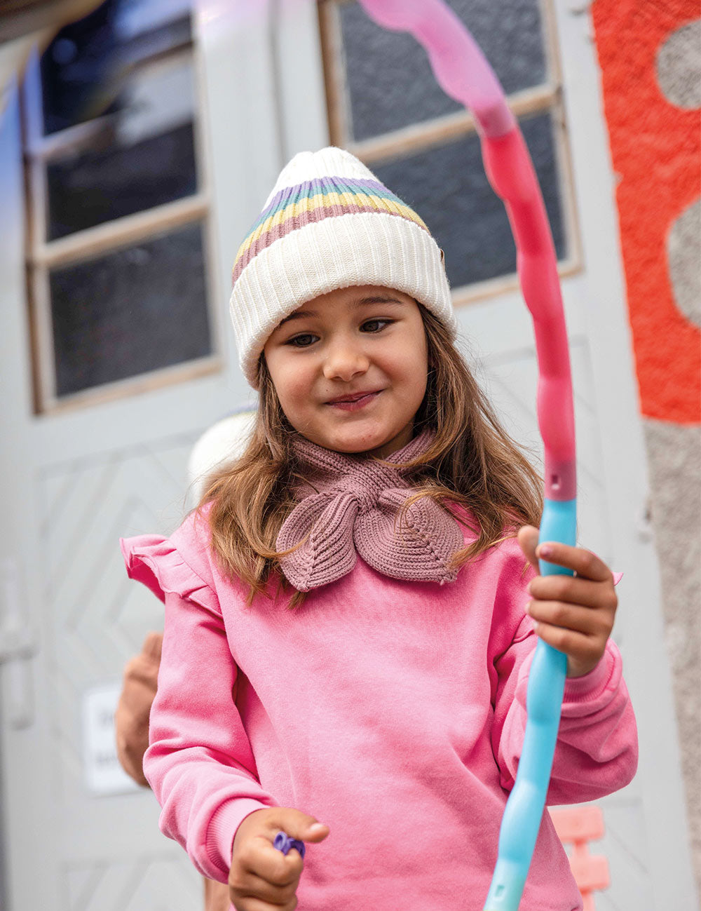Sciarpa con fiocco per bambini rosa