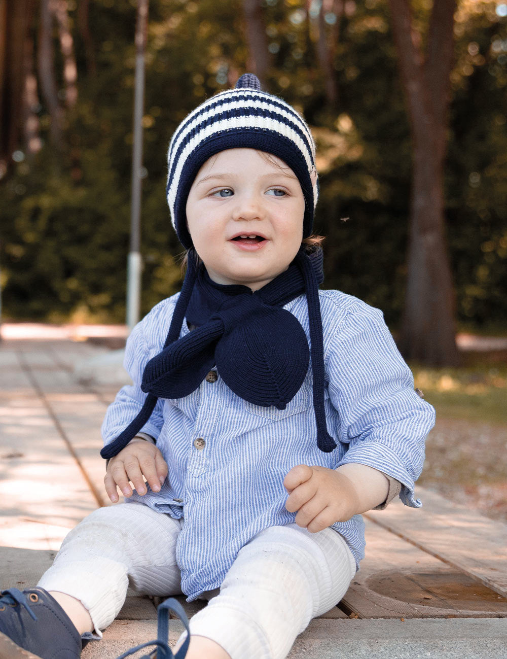 Baby strik sjaal donkerblauw
