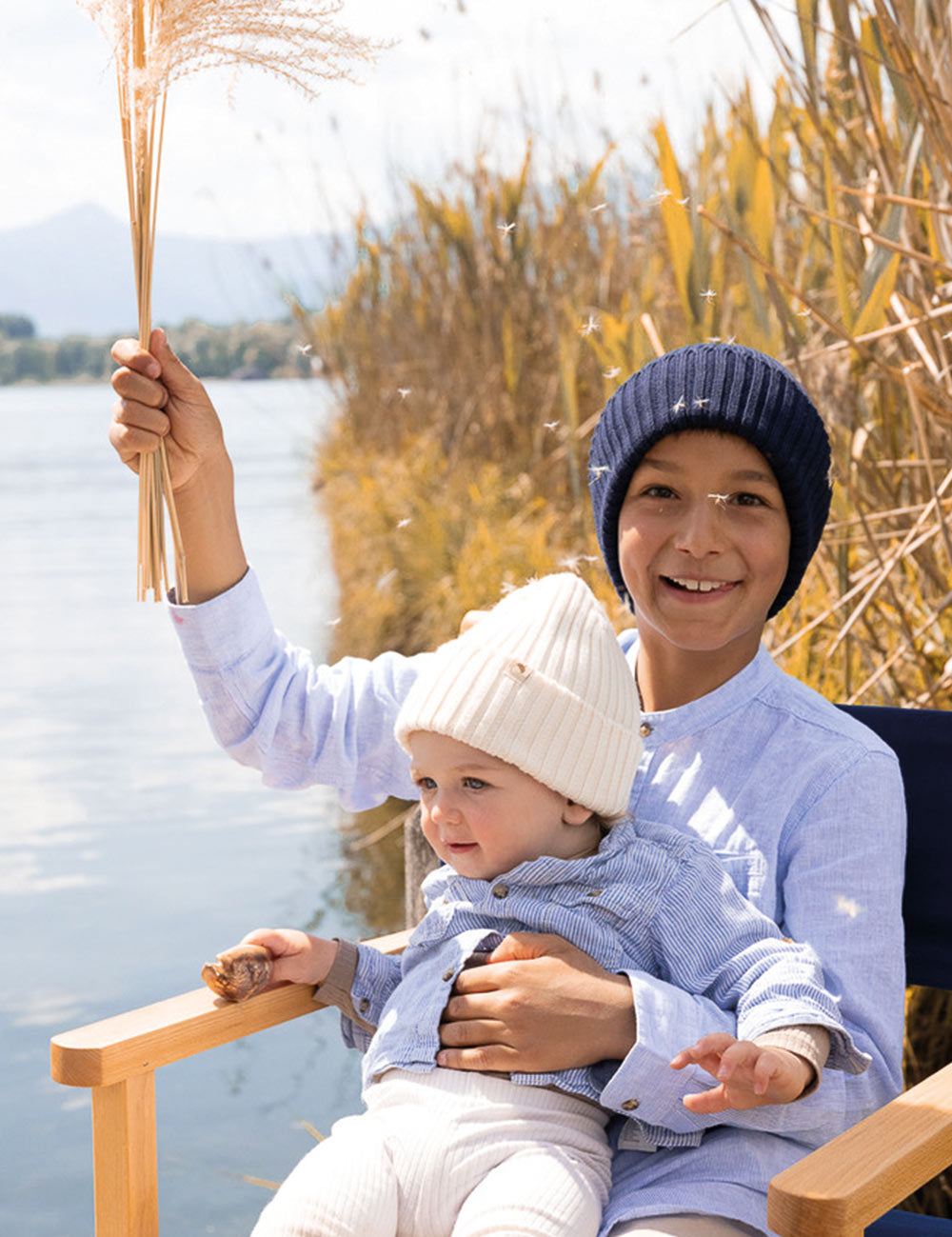 Kinder Beanie cremeweiss