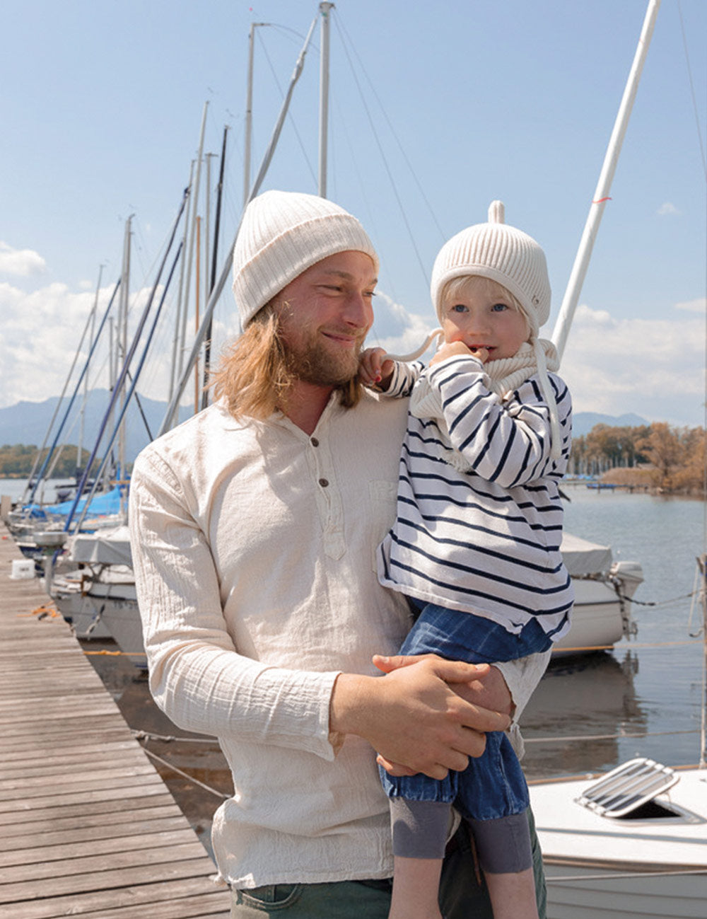 Kinder Beanie cremeweiss