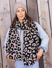 XXL Schal LEO beige/schwarz