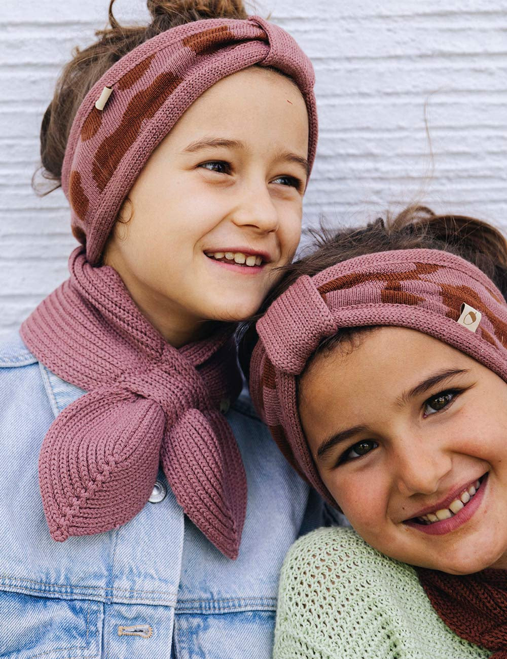 Children's bow scarf pink