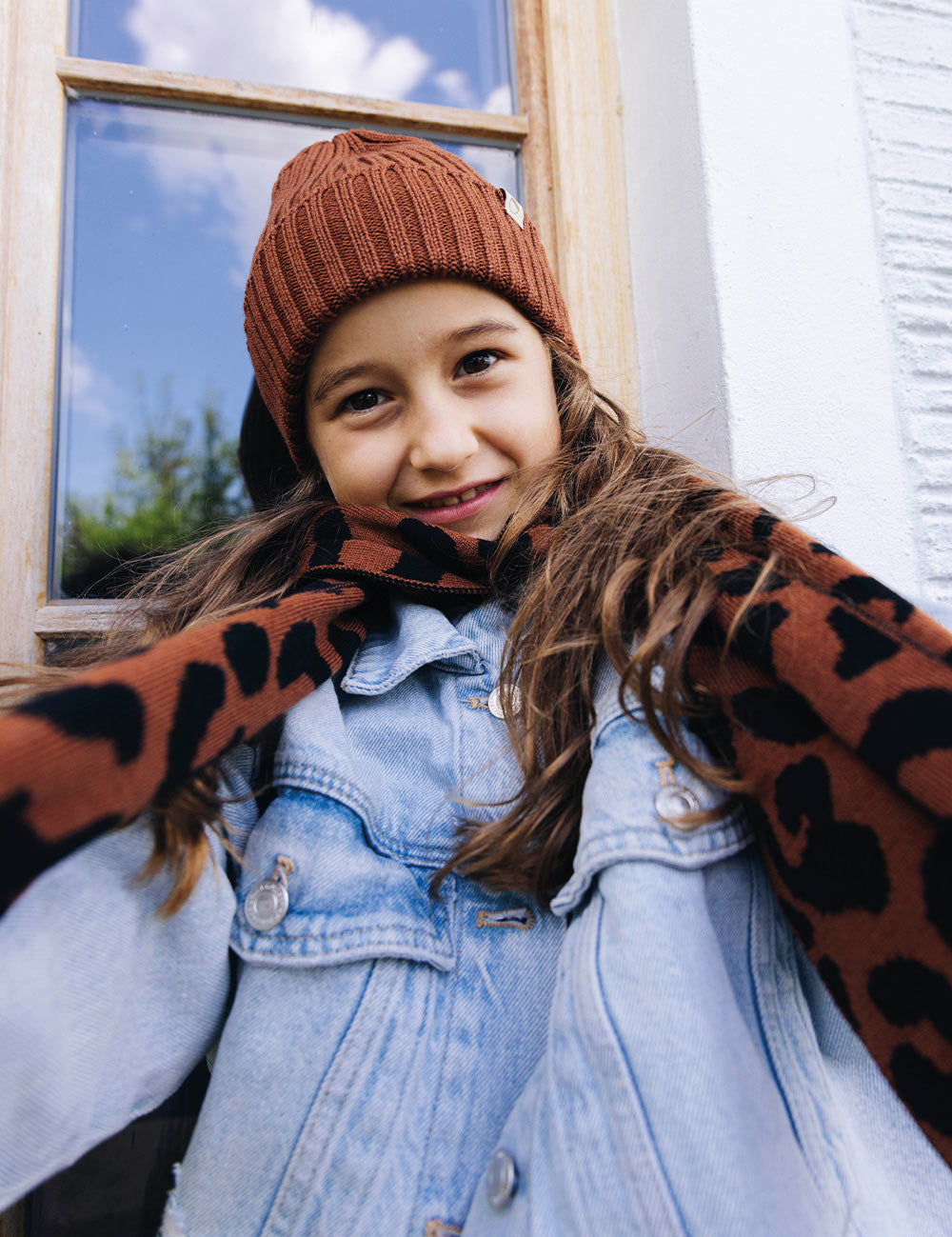 Children's scarf LEO brown/black