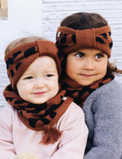 Tube scarf for children LOOPI - LEO brown/black