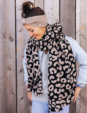 XXL Schal LEO beige/schwarz