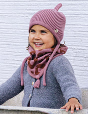 Tube scarf for children LOOPI - LEO pink/brown