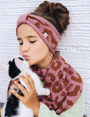 Children's scarf LEO pink/brown
