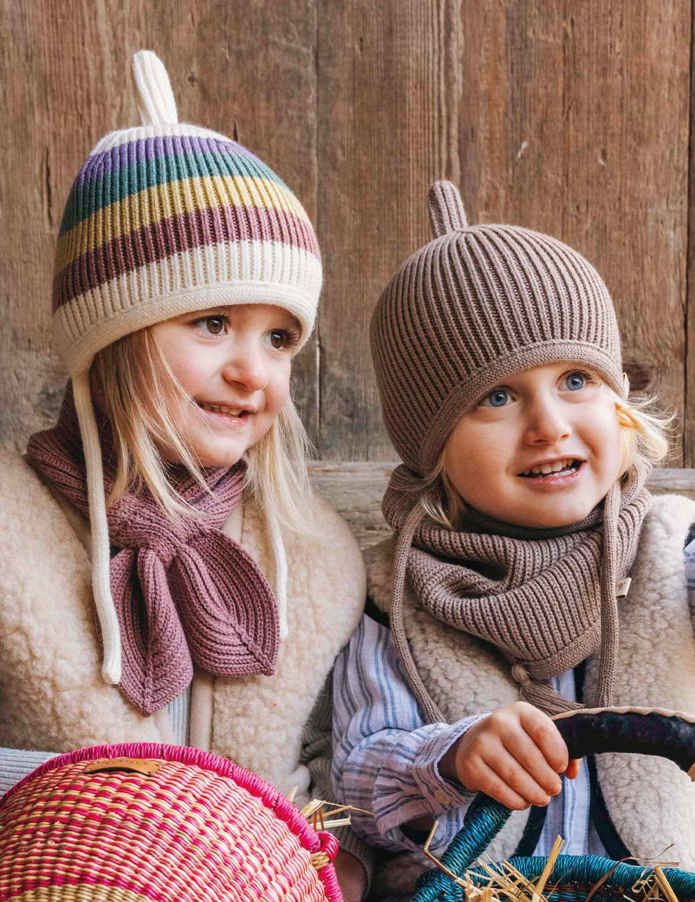 Children's bow scarf pink