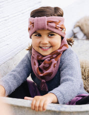 Tube scarf for children LOOPI - LEO pink/brown