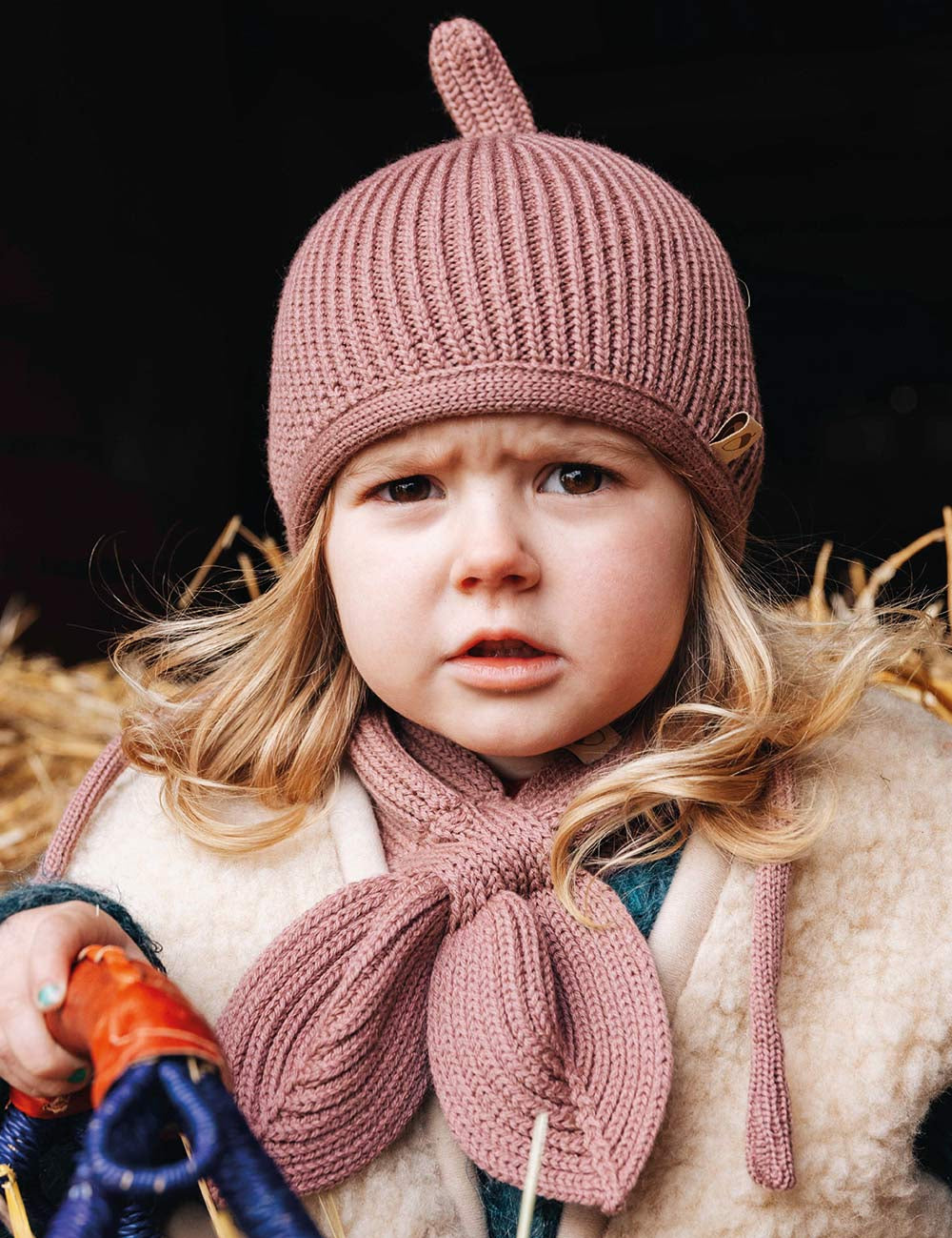 Children's bow scarf pink