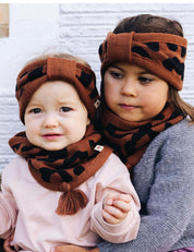 Tube scarf for children LOOPI - LEO brown/black