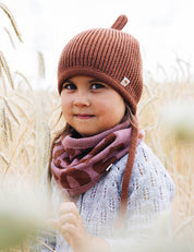Tube scarf for children LOOPI - LEO pink/brown