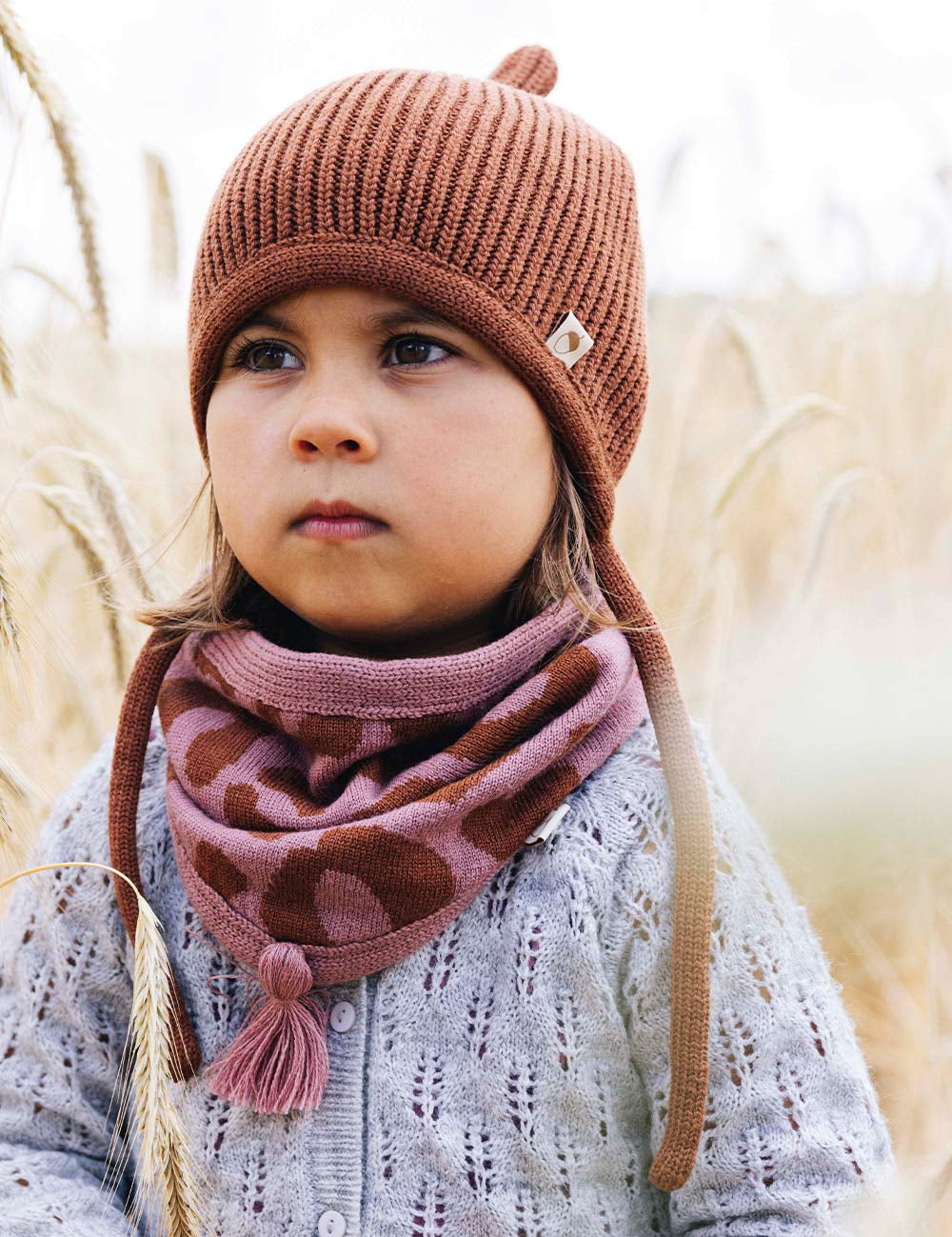 Tube scarf for children LOOPI - LEO pink/brown