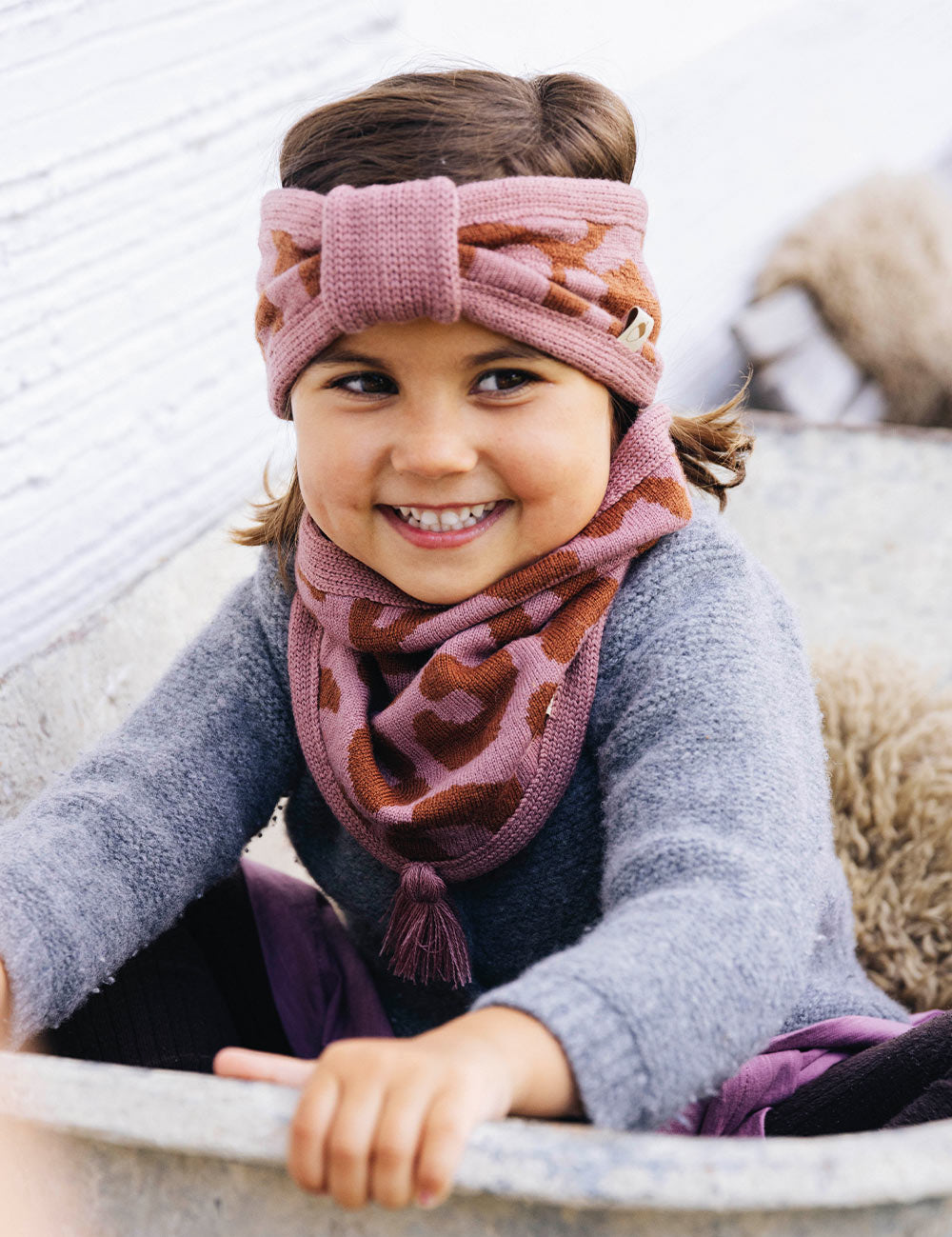 Children's headband LEO brown/pink
