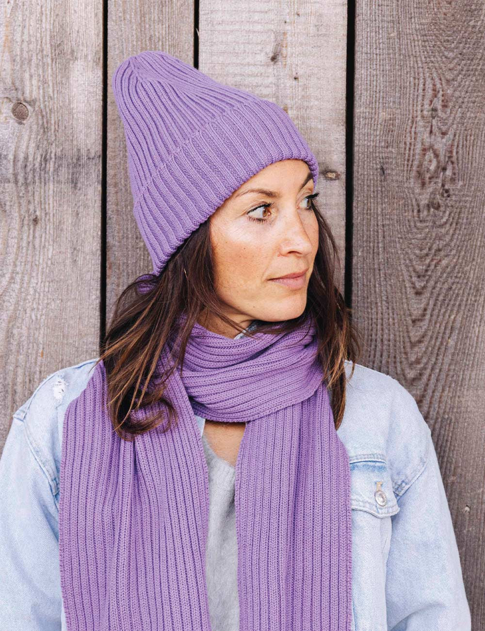 Beanie lilla til voksne
