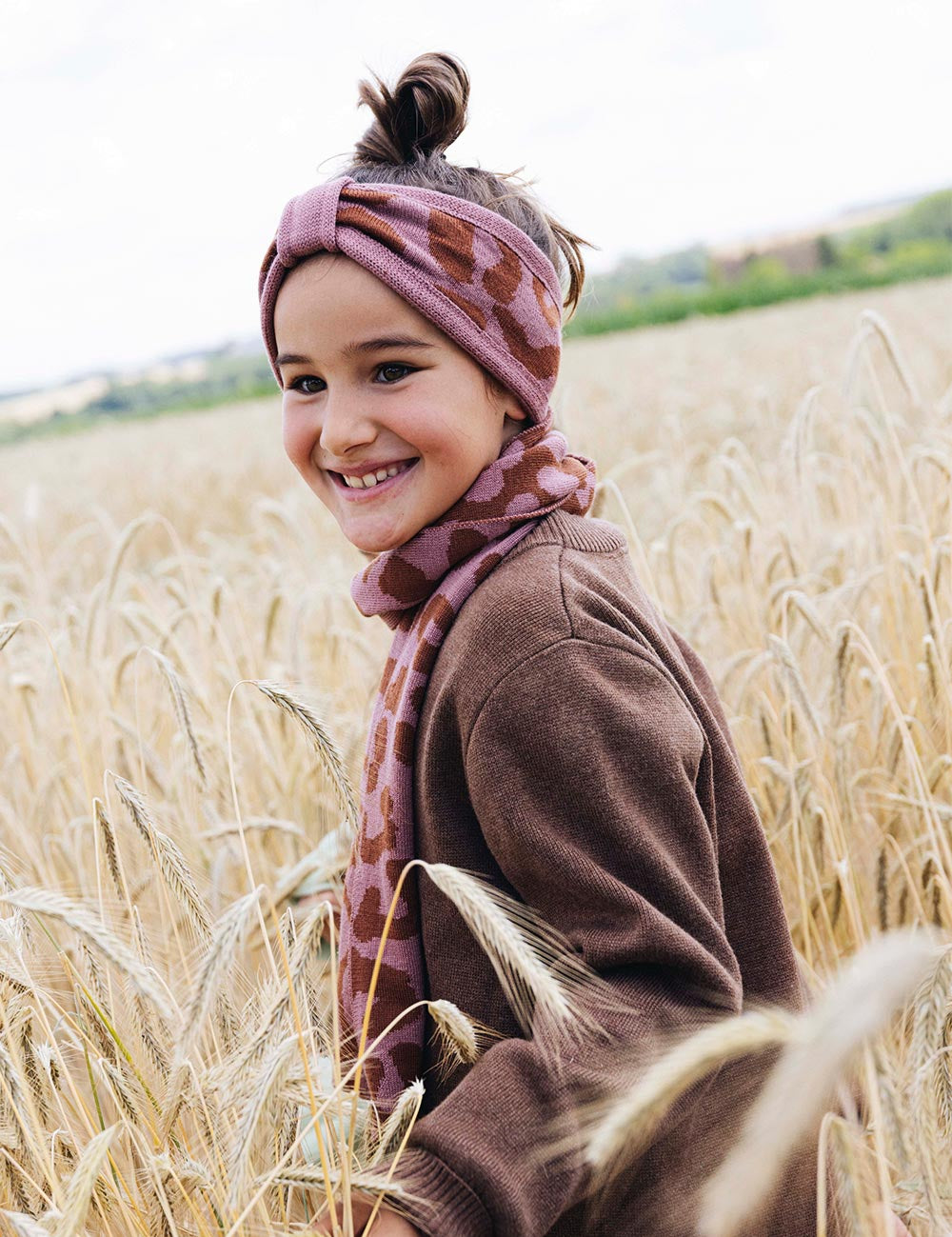 Children's headband LEO brown/pink