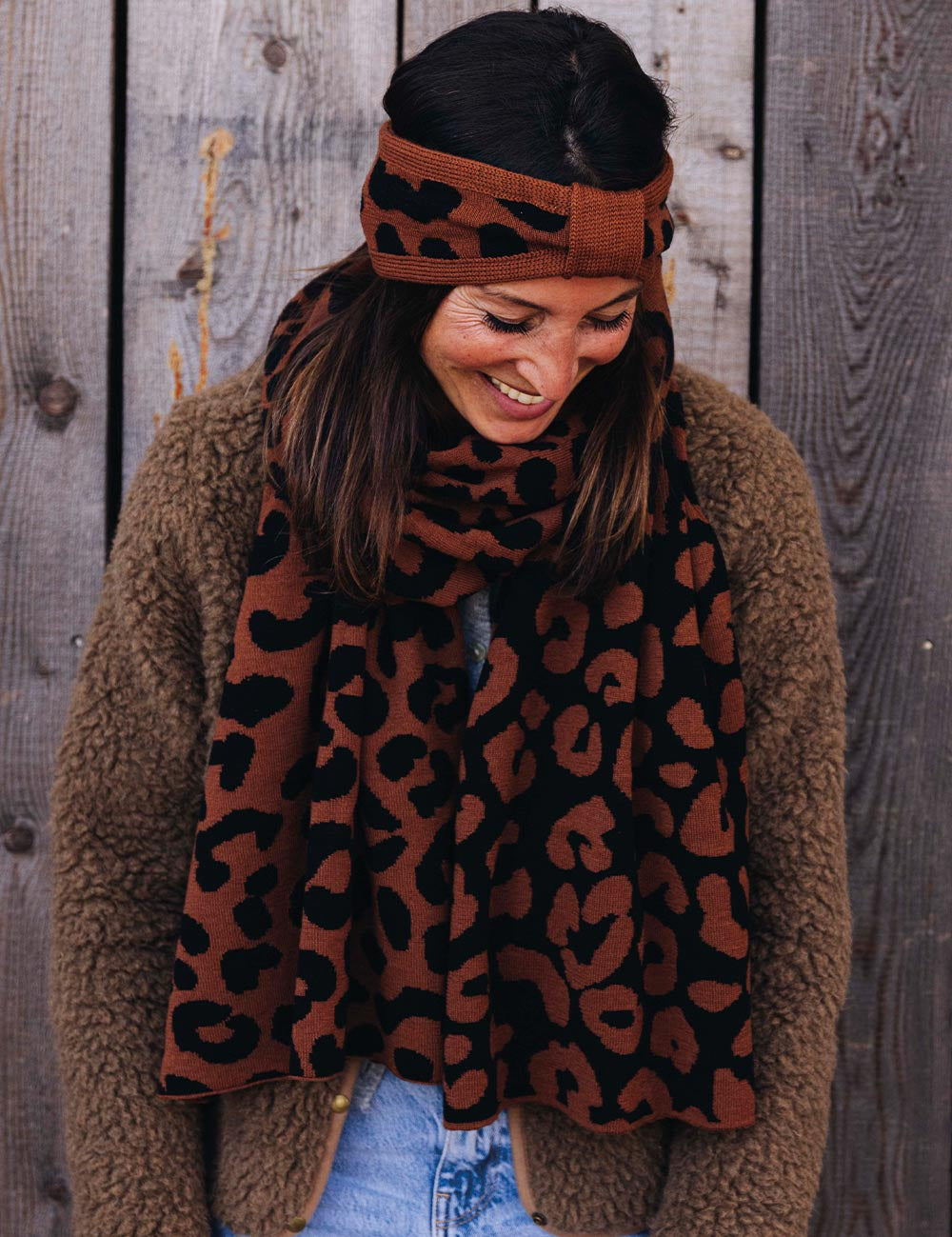 Children's scarf LEO brown/black
