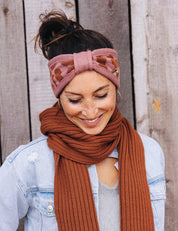 Headband LEO brown/pink