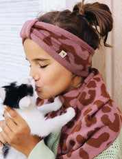 Children's headband LEO brown/pink