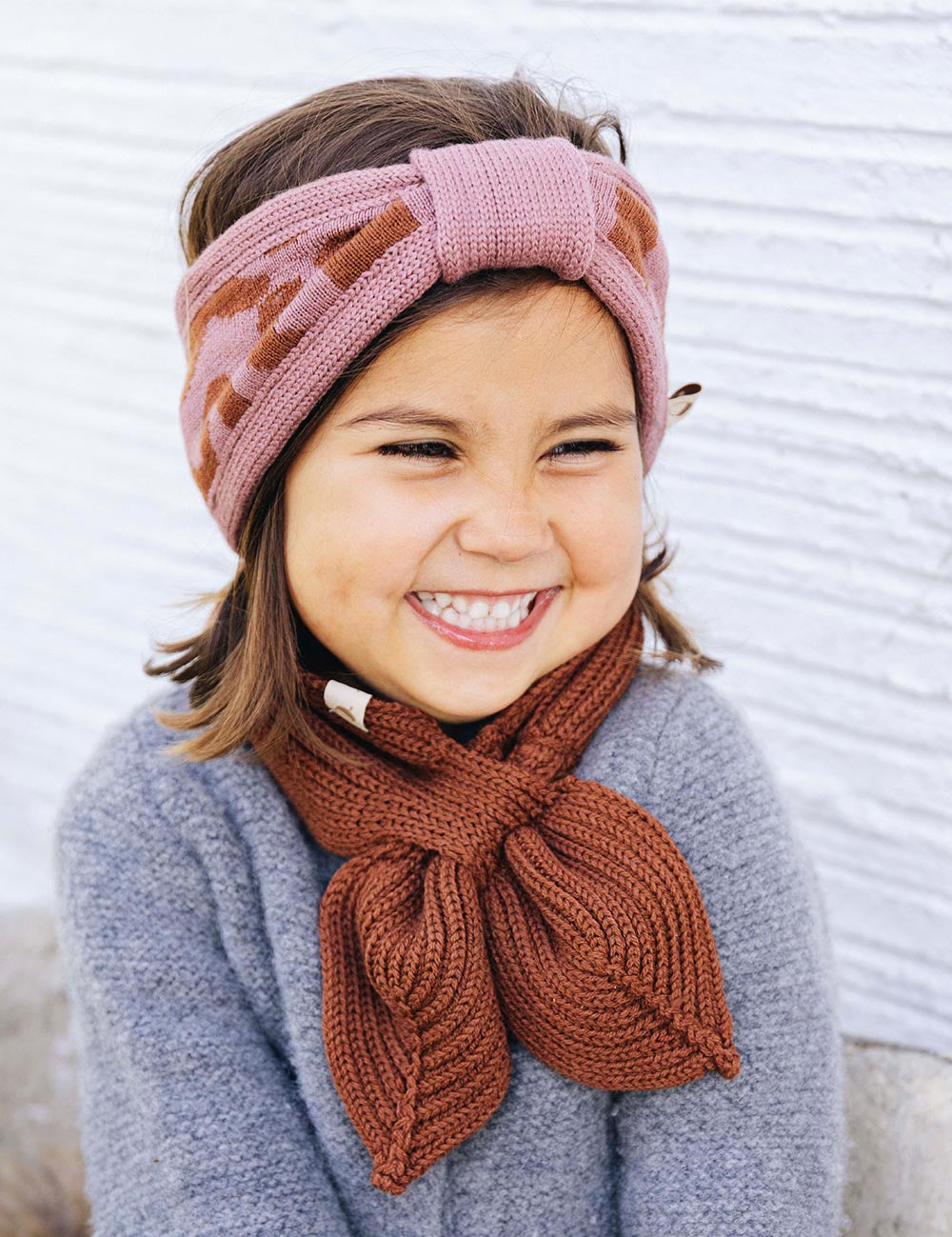 Children's headband LEO brown/pink