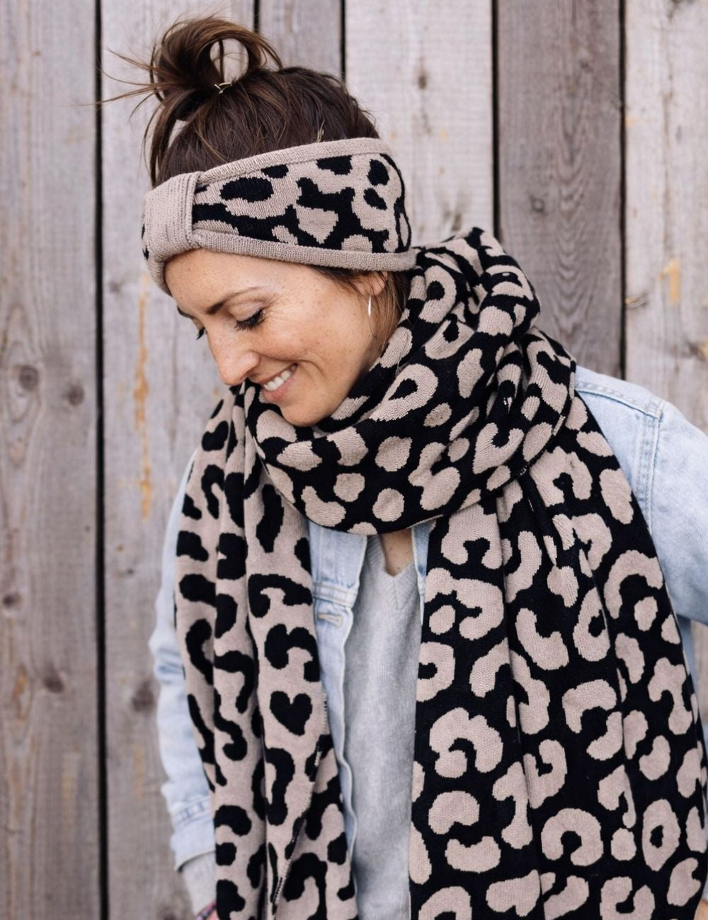 Stirnband LEO beige schwarz