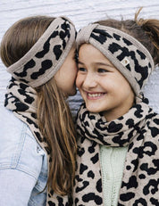 Kinderstirnband LEO beige/schwarz