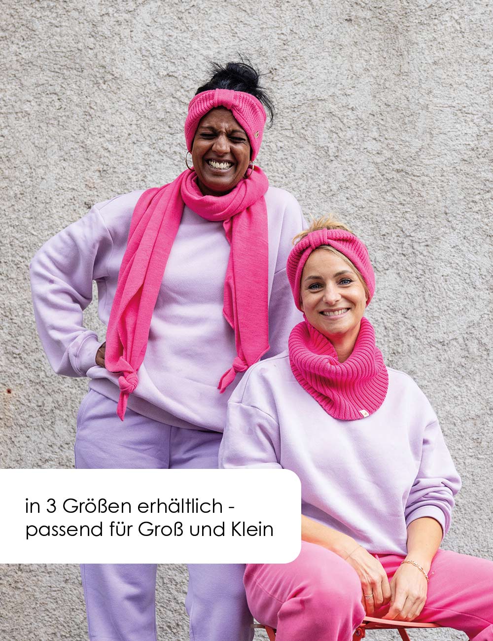 100% – Oh Bio - Merinowolle Pink Chapô Stirnband kuschelweiche gestrickt,